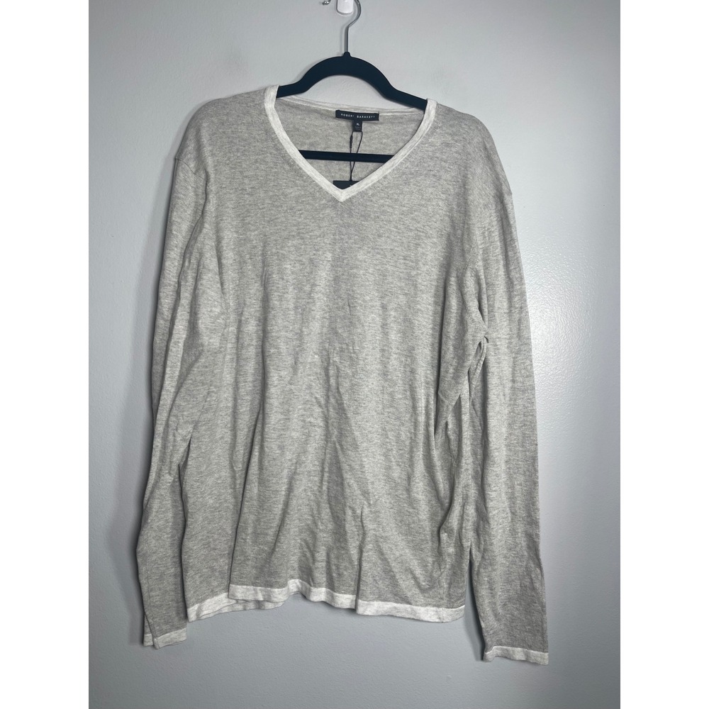 ROBERT KARAKETT V-Neck‎ Sweater XL Light Grey NEW Cotton Casual Preppy Career